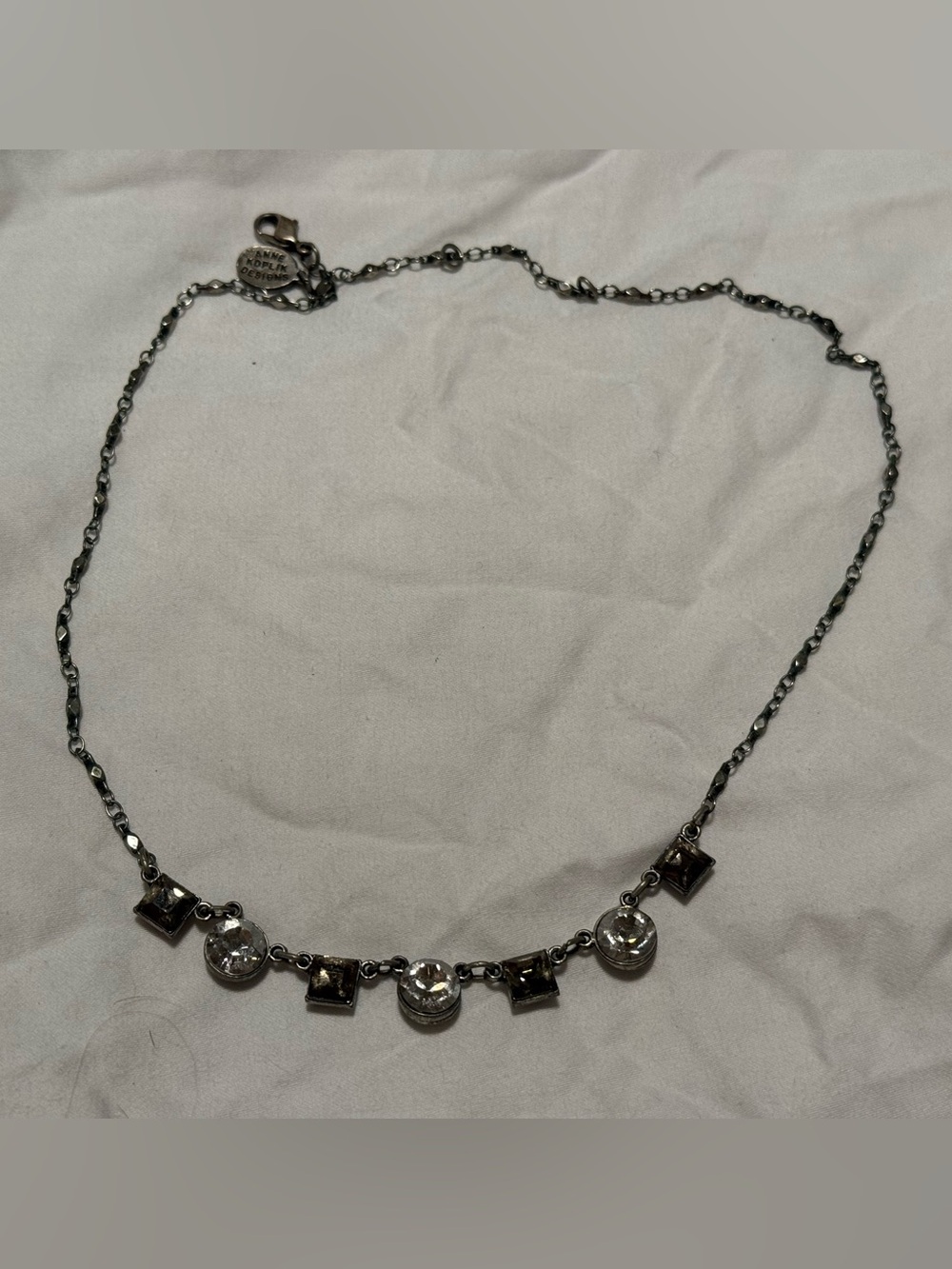 Delicate Silver-Tone Crystal Station Necklace